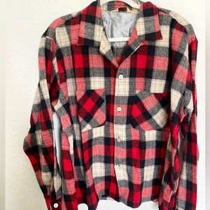 Fox Knapp Wool Flannel Plaid Button Down